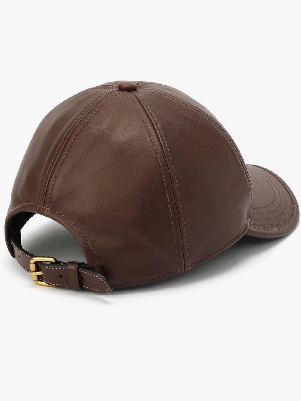 NWOT Coach Brown Leather Baseball Cap with Gold Buckle